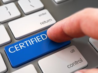 Certified tab on keyboard